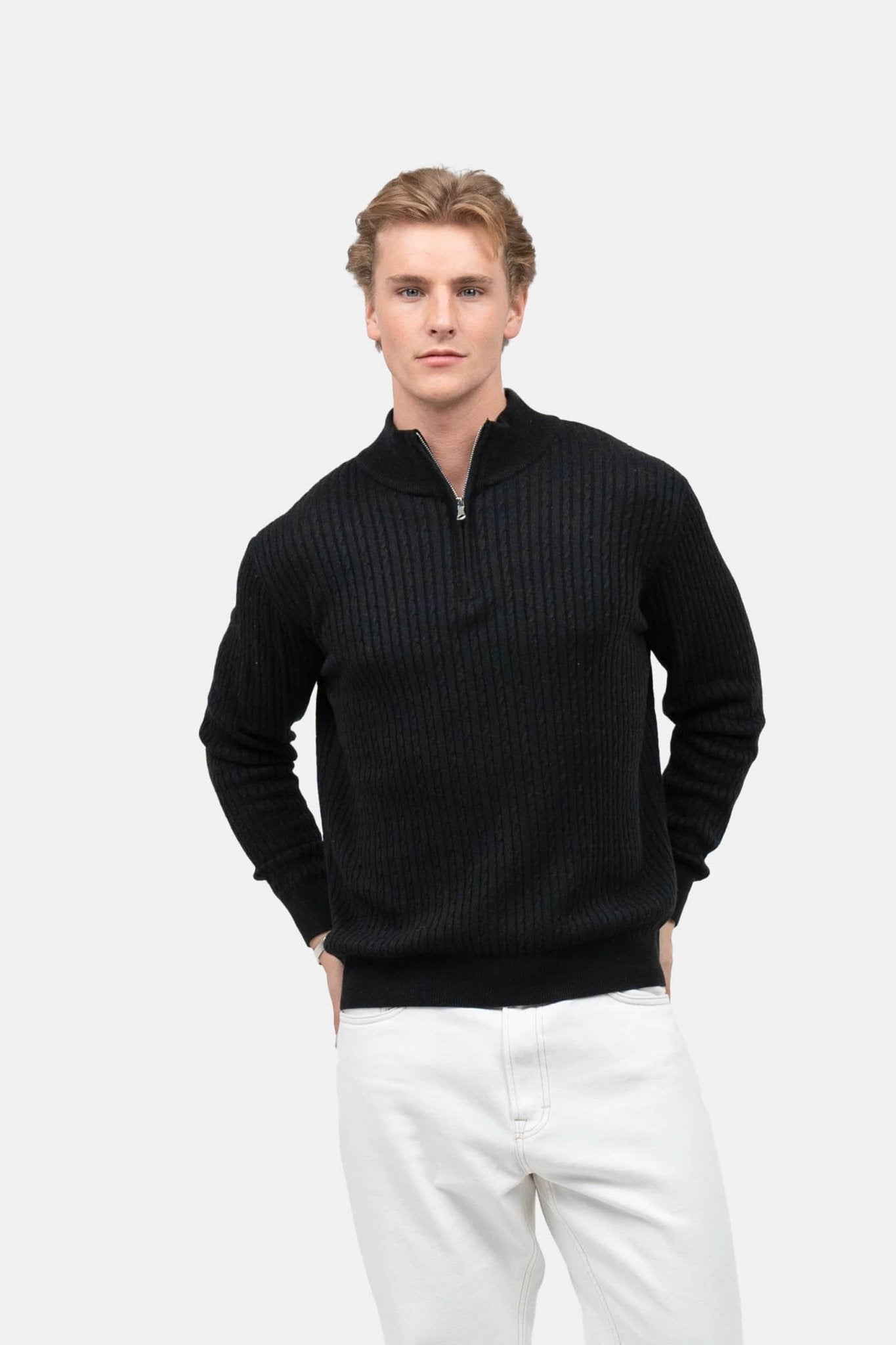 Half Zip Strik Sort | Skagen-clothing.dk
